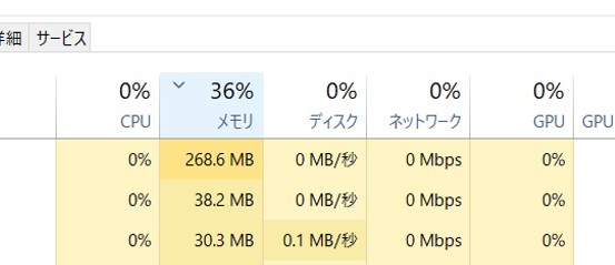 各使用率を確認する